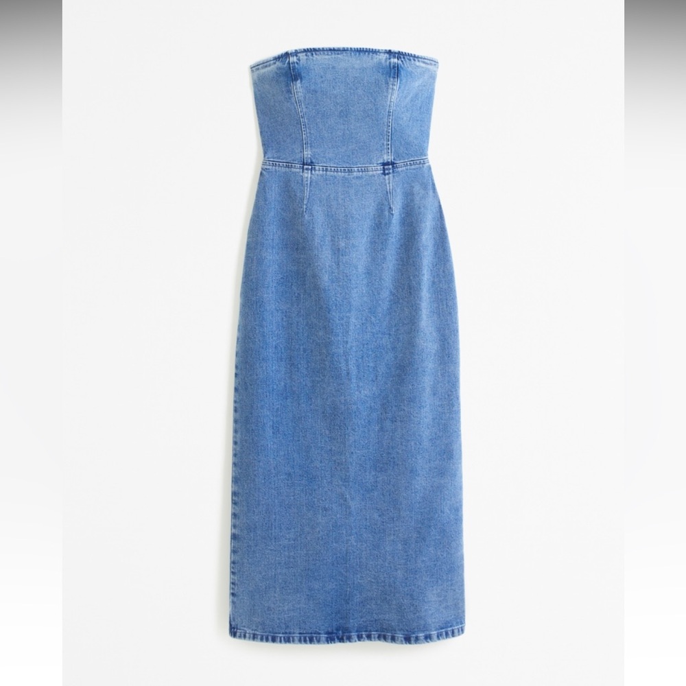 ABERCROMBIE AND FITCH Strapless Denim Maxi Dress